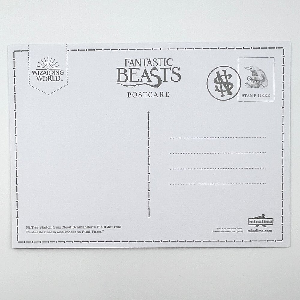 MinaLima Mystery Postcard Harry Potter Fantastic Beasts Newt Scamander Niffler - Picture 3 of 4